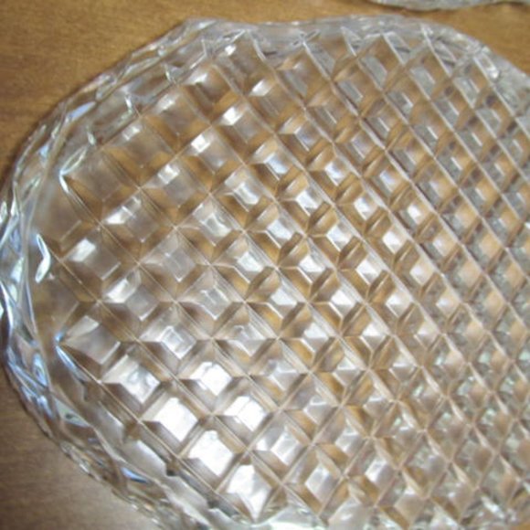 SOLD Lead Crystal Serving Tray Glass Serving Platter Diamond X Pattern glass - Picture 4 of 4